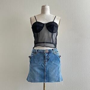 handmade black sheer cami crop top